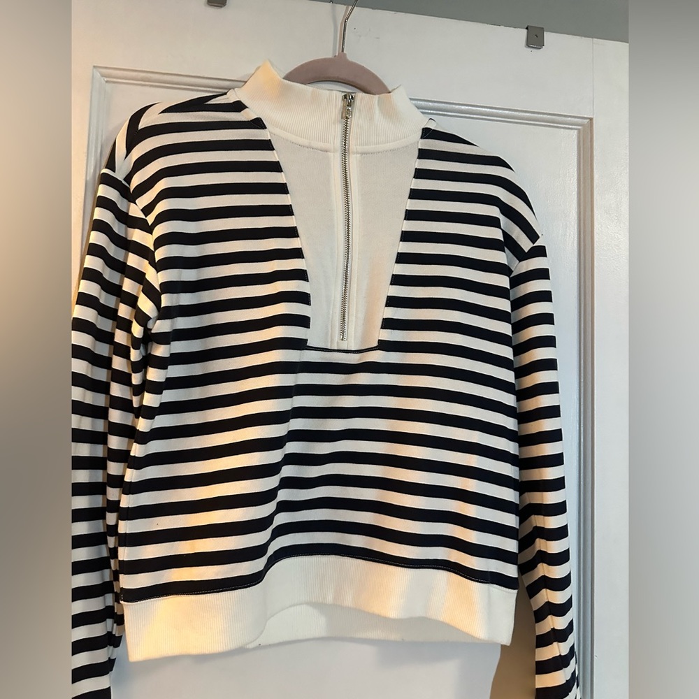 Striped 1/4 zip pullover